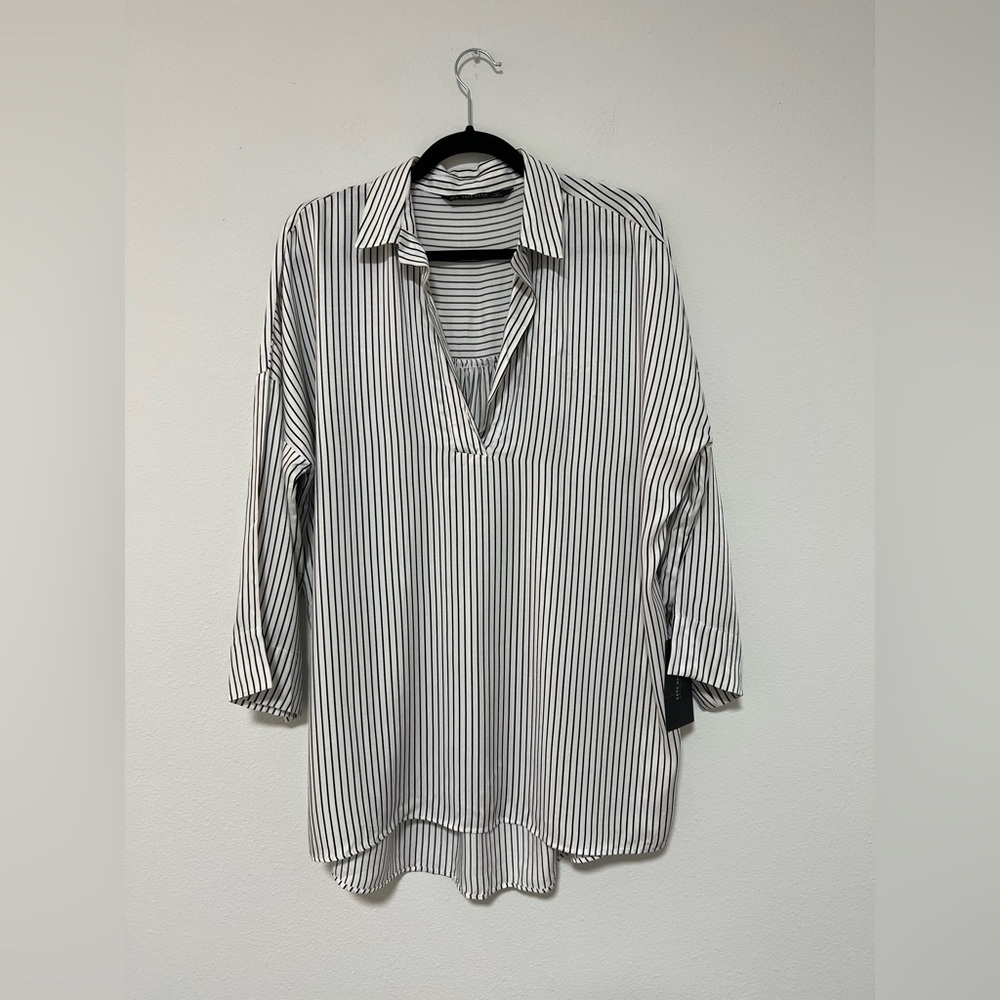 Zara Basic Collection Black and White Striped Blouse